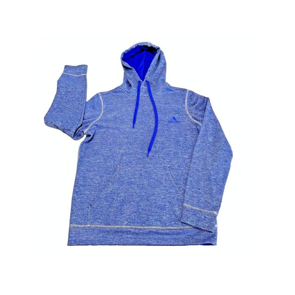 Women's Medium Adidas Climawarm Pullover Hoodie Sweatshirt Thumbholes Blue